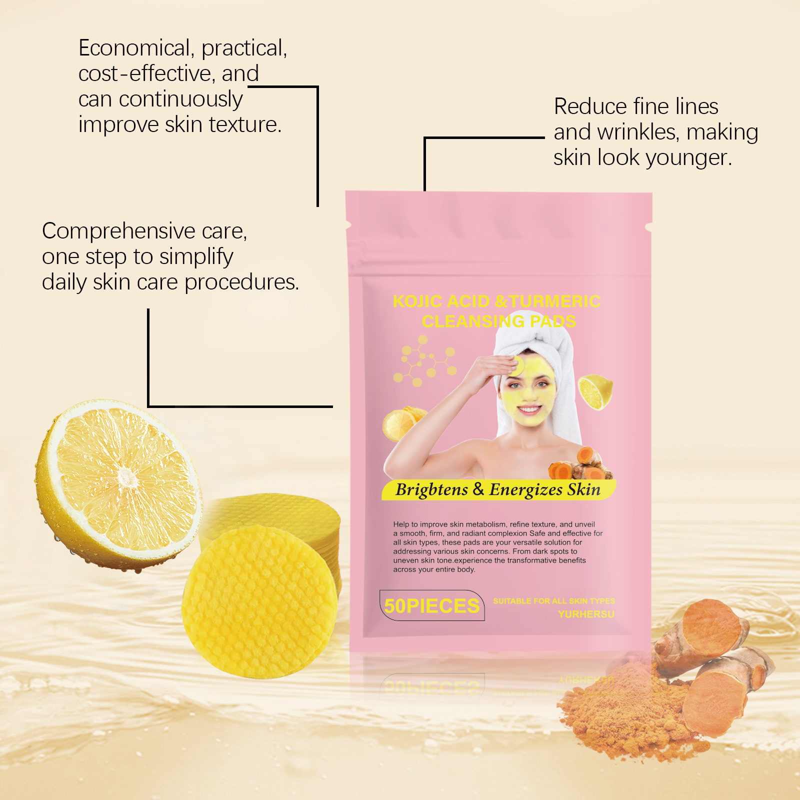 Turmeric Facial Cleansing Pads - Skincare Oil Control incelemesi ve fiyatı