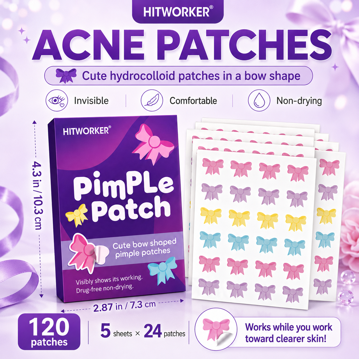 120Pcs Bow Shaped Acne Pimple  - Skincare Oil Control incelemesi ve fiyatı