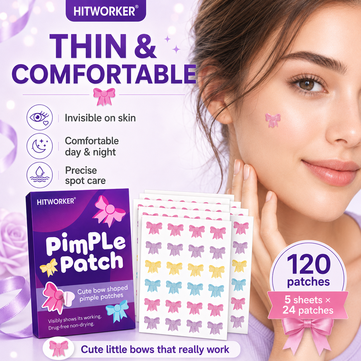 120Pcs Bow Shaped Acne Pimple  - Skincare Oil Control incelemesi ve fiyatı