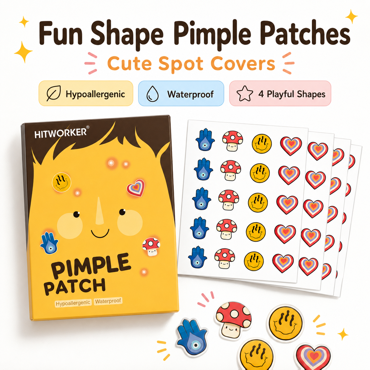 100Pcs Cute 4 Shapes Acne Pimp - Skincare Oil Control incelemesi ve fiyatı
