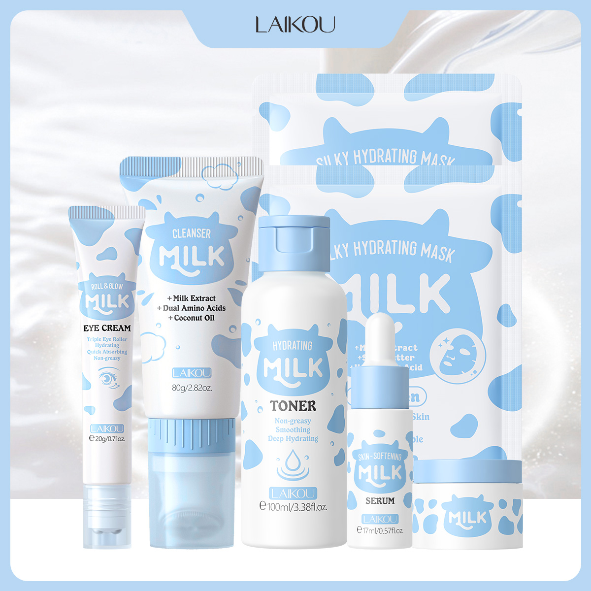 LAIKOU 6Pcs Milk Hydrating Ski - Skincare Glowing incelemesi ve fiyatı